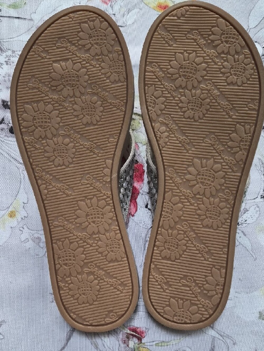 Yellow Box Silver Pearl & Rhinestone Embellished Thong Sandals - Picture 2 of 4